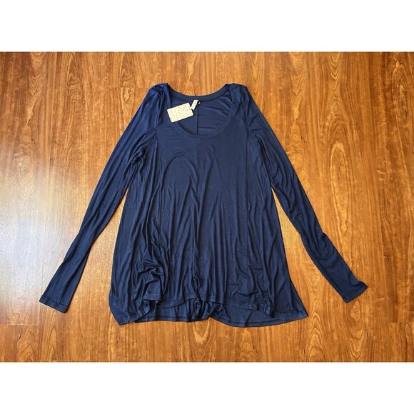 Free People Thermal Tunic Top Scoop Neck Long Sleeve Navy Blue NWT XL - Picture 1 of 4